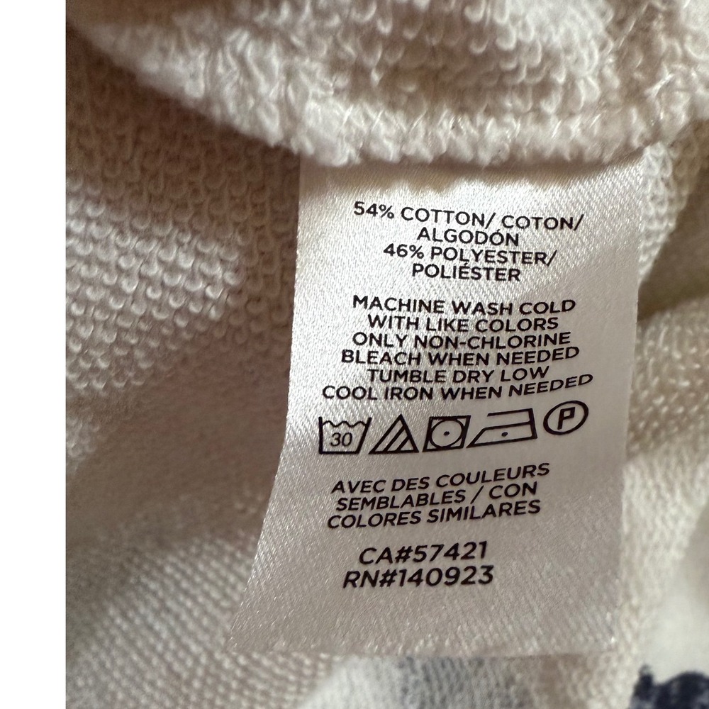 Lou & Grey White Navy Blue Lobster Print Sweatshirt Relaxed Crew Neck Cotton L - Picture 4 of 9